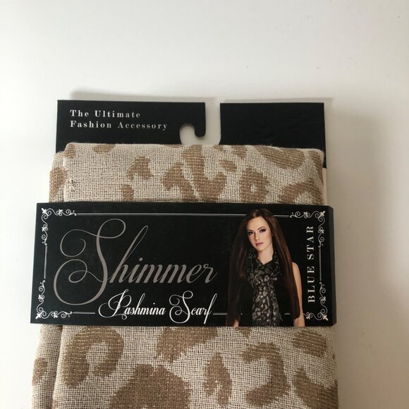 Shimmer Pashmina Acrylic Scarf Animal Print Shawl Wrap Fringed NEW - Picture 2 of 4